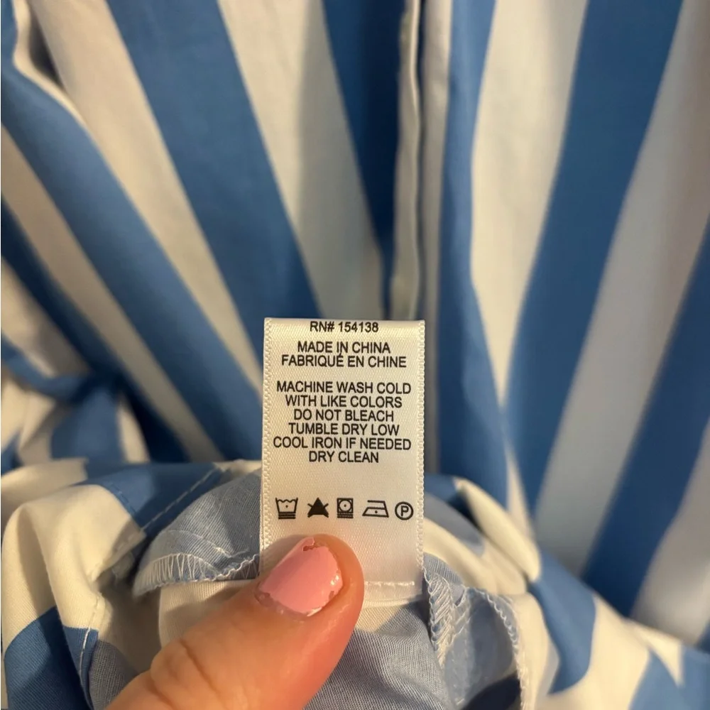STAUD Mini Vincent Dress Blue Seashore Stripe Cotton Size XS - Picture 14 of 15